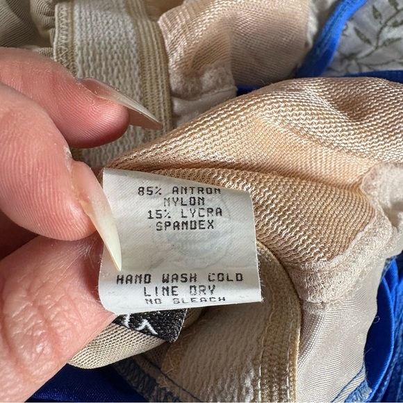 VTG Slim Allure Women’s 14 Blue One Piece Suit Ruched Slimming VTG Silhouette - Picture 11 of 15